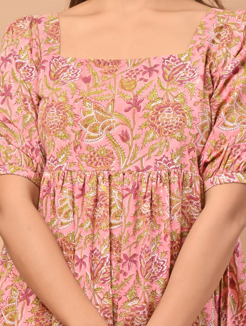 Designer Hand Block Print Cotton Dress (CRD05)